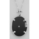 Black Onyx Filigree Diamond Pendant with Chain - Sterling Silver - FP-28-O
