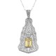 Victorian Style Golden Citrine Filigree Pendant w/ 18 Chain Sterling Silver - FP-3-C