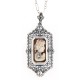 Italian Cameo / Black Onyx Diamond Flip Pendant with Chain Sterling Silver - FP-31-SH-O