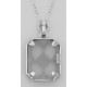 Victorian Style Camphor Glass Crystal Filigree Diamond Pendant Sterling Silver - FP-37-CR