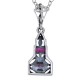 Art Deco Style Genuine Ruby and White Topaz Filigree Pendant Sterling Silver with 18 Deco Chain - FP-373-R