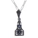 Art Deco Style Genuine Sapphire and White Topaz Filigree Pendant Sterling Silver with 18 Deco Chain - FP-373-S