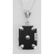 Art Deco Style White Topaz and Black Onyx Pendant with 18 Chain - Sterling Silver - FP-378-O-WT