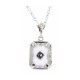 Art Deco Style Diamond and Camphor Glass Crystal Pendant - Sterling Silver - FP-378-SR-D
