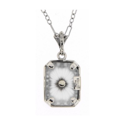 Sunray Crystal - Camphor Glass Sapphire Center Filigree Sterling Silver Pendant - FP-378-SR-S