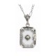 Sunray Crystal - Camphor Glass Sapphire Center Filigree Sterling Silver Pendant - FP-378-SR-S