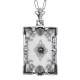 Antique Style Frosted Crystal Filigree Diamond Pendant with Chain - Sterling Silver - FP-38-CR
