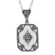 Art Deco Sunray Camphor Glass pendant w/ diamond - Sterling Silver - FP-383-SR