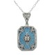 Filigree Pendant w/ turquoise sunray w/diamond - Sterling Silver - FP-383-T