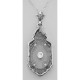 Sterling Silver Sunray Camphor Glass Filigree Pendant w/ Diamond - FP-399-SR