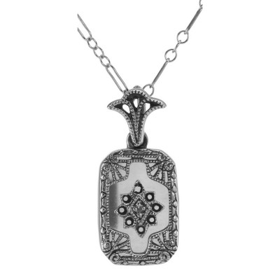 Crystal and Diamond Pendant with Chain - Sterling Silver - FP-52-CR