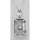 Sunray Pattern Camphor Glass / Diamond Pendant - Sterling Silver - FP-52-SR