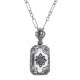 Sunray Pattern Camphor Glass / Diamond Pendant - Sterling Silver - FP-52-SR