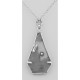 Camphor Glass Crystal Filigree Pendant w/ Diamond - Sterling Silver - FP-57-CR