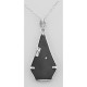Art Deco Style Black Onyx Filigree Pendant w/ Diamond - Sterling Silver - FP-57-O