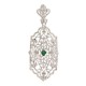 Art Deco Style Filigree Emerald Pendant - 14kt White Gold - FP-59-E-WG