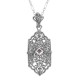 Art Deco Style Filigree Ruby Pendant - Sterling Silver - FP-59-R