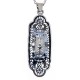 Unique Victorian Style Frosted Crystal Filigree Pendant w/ Diamond - Sterling Silver - FP-62-CR