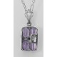 Art Deco Amethyst Filigree Diamond Pendant / 18 Chain Sterling Silver - FP-65-AM