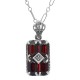 Art Deco Garnet Filigree Diamond Pendant 18 Chain - Sterling Silver - FP-65-G