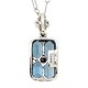 Art Deco London Blue Topaz Filigree Diamond Pendant 18 Chain Sterling Silver - FP-65-LBT