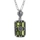 Art Deco Peridot Filigree Diamond Pendant w/ 18 Chain Sterling Silver - FP-65-P