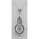 Sunray Camphor Glass Filigree Pendant w/ Diamond - Sterling Silver - FP-654-SR