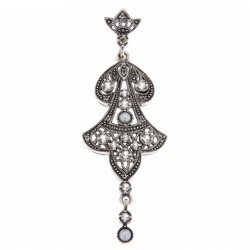 Filigree Fine White Topaz and Pearl Drop Pendant - Sterling Silver