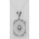 Frosted Crystal Camphor Glass Filigree Diamond Pendant Sterling Silver - FP-830-SR