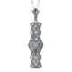 Art Deco Style London Blue Topaz and White Topaz Pendant - Sterling Silver with Chain - FP-924-LBT