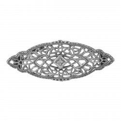 Antique Victorian Style Diamond Filigree Pin / Brooch Sterling Silver