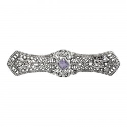 Art Deco Style Amethyst Filigree Bar Pin / Brooch - Sterling Silver Art Deco Style Amethyst Filigree Bar Pin / Brooch - Sterling Silver