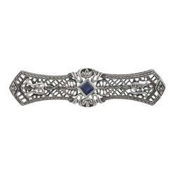 Art Deco Style Blue Sapphire Filigree Bar Pin / Brooch - Sterling Silver Art Deco Style Blue Sapphire Filigree Bar Pin / Brooch - Sterling Silver