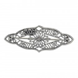 Antique Victorian Style Filigree Diamond Pin / Brooch in Fine Sterling Silver