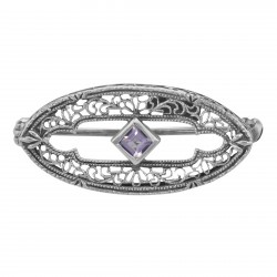 Antique Victorian Style Amethyst Pin / Brooch in fine Sterling Silver