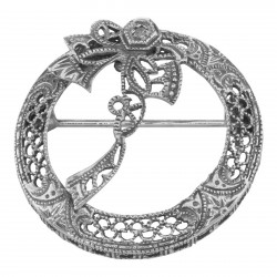 Antique Victorian Style Diamond Wreath Pin - Sterling Silver