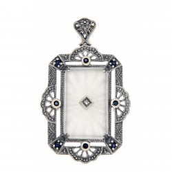 Art Deco Style Camphor Glass Sapphire / Diamond Pin / Brooch / Pendant