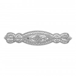 Art Deco Style Filigree 3 Diamond Bar Pin / Brooch - Sterling Silver