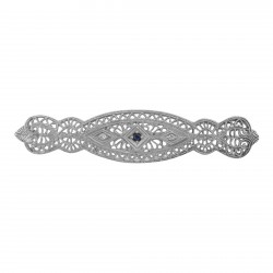 Art Deco Filigree Pin Brooch Blue Sapphire and Diamond Sterling Silver