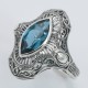 Victorian Style 1.5 Carat London Blue Topaz Filigree Ring - Sterling Silver - FR-125-LBT Victorian Style 1.5 Carat London Blue Topaz Filigree Ring - Sterling Silver - FR-125-LBT