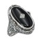 Victorian Style Lapis Diamond and Onyx Filigree Flip Ring Sterling Silver