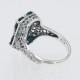 Art Deco London Blue Topaz with Diamond Filigree Ring - Sterling Silver - FR-237-LBT
