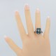 Art Deco London Blue Topaz with Diamond Filigree Ring - Sterling Silver - FR-237-LBT