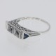 Art Deco Style Semi Mount (3mm) Filigree Ring  Sapphire Accents Sterling Silver - FR-879-SEMI-S