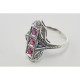 Art Deco Ring Rubies and Sapphires - Sterling Silver - FR-1008-R