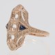 Art Deco Style Semi Mount Ring Ready for 3-3mm Round Gemstones w/ Sapphire Accents - 14kt Rose Gold - FR-1008-SEMI-RG