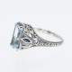 Art Deco Style Blue Topaz Filigree Ring w/ Sapphire Accents Sterling Silver - FR-1009-BT-S