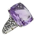 Fantastic Victorian Style Amethyst Filigree Ring - Sterling Silver