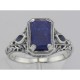 Art Deco Style Lapis lazuli Filigree Ring Sapphire Accents Sterling Silver - FR-1081-L-S