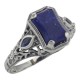 Art Deco Style Lapis lazuli Filigree Ring Sapphire Accents Sterling Silver - FR-1081-L-S Art Deco Style Lapis lazuli Filigree Ring Sapphire Accents Sterling Silver - FR-1081-L-S